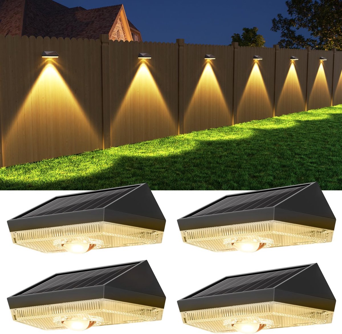 Zonne-energie Wandlampen Buiten 4 Stuks met 10 Kleurmodi IP65 Waterdicht voor Tuin en Terr
