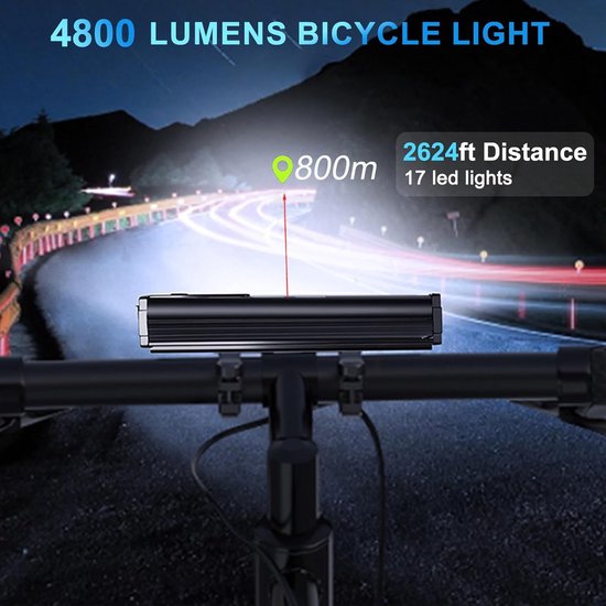 Ultra Heldere Oplaadbare Fietslamp Voor & Achter - 25500 Lumen LED - 10000mAh - IP65 Waterdicht — afbeelding 2
