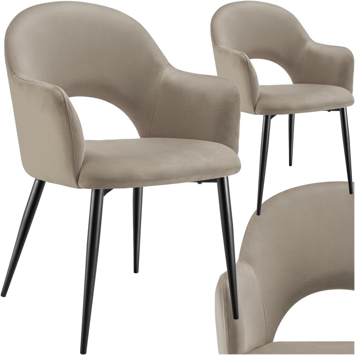 Set van 2 Design Fauteuils met Stalen Poten - Fluweellook Bekleding - Ergonomisch en Comfo
