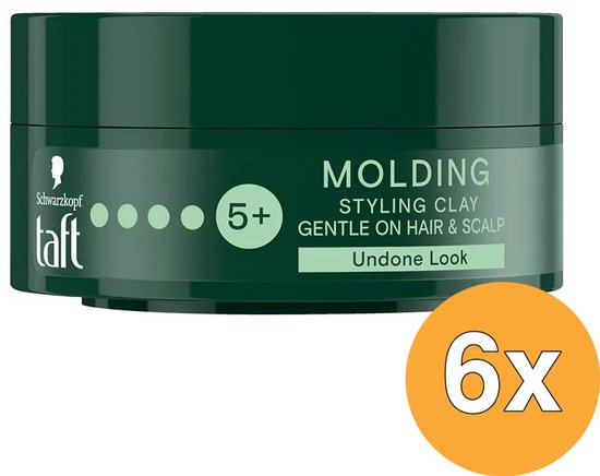 Taft Molding Clay - Haarstyling - Haarwax - Medium Hold - Voordeelverpakking - 6 x 75 ml