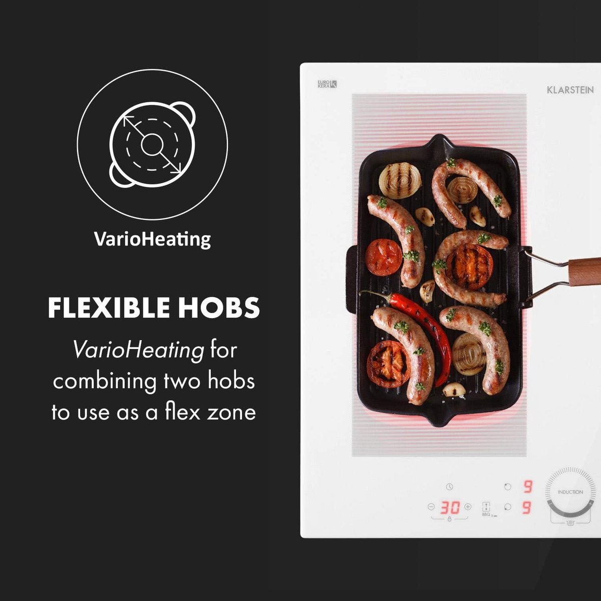 Inbouw Inductiekookplaat 60 cm met Flexzone en Krachtige 7000 W Vermogen