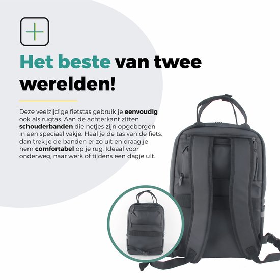 Voltano Daily Enkele Fietstas Rugzak - Zwart - Enkele Pakaftas - 100% Waterdichte Rugtas - Extra Beugels Voor E-bike van Voltano — afbeelding 2
