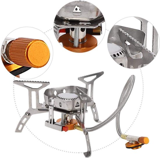 Draagbaar Camping Gasfornuis Rvs Opvouwbaar Lichtgewicht Outdoor Kachel van Draagbaar — afbeelding 3
