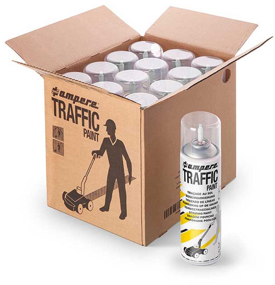 Ampere Traffic paint markeerverf, wit, 500 ml 12 stuks
