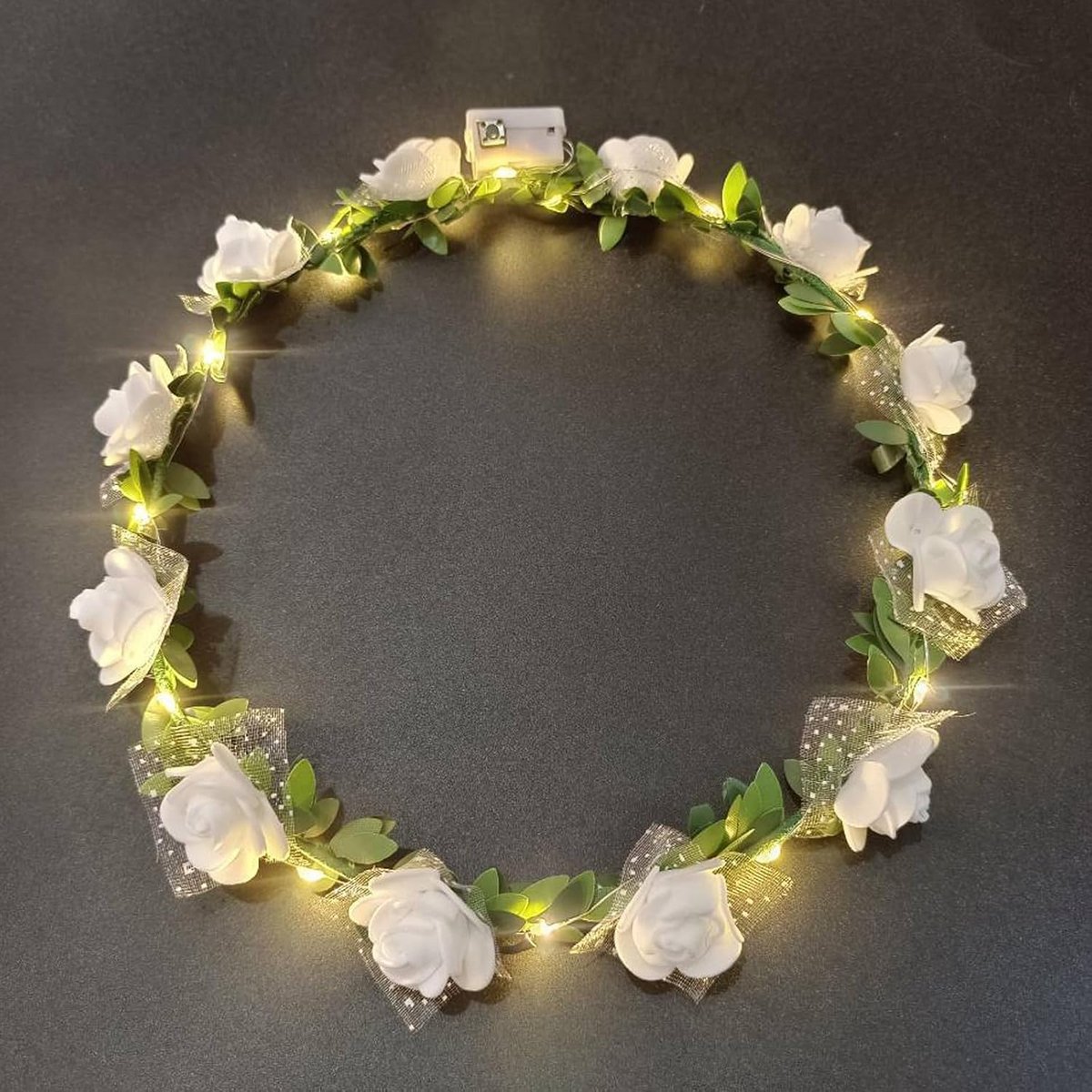 Lichtgevende Bloemenkrans Hoofdband - LED Haaraccessoire voor Feest, Bruiloft & Halloween