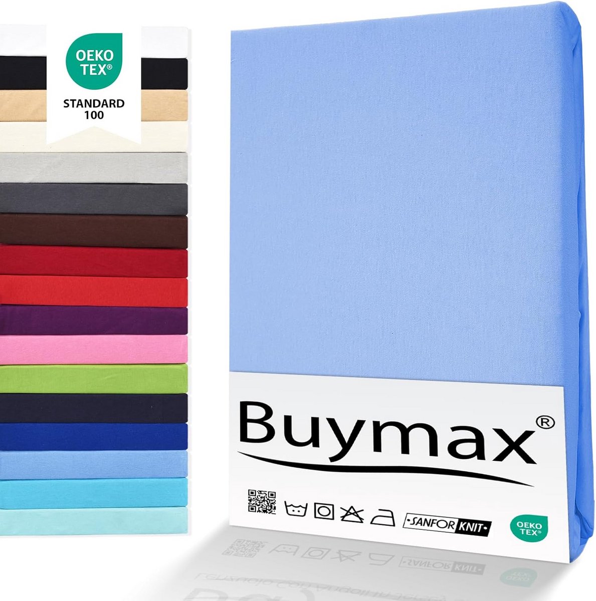 Jersey Hoeslaken 140x200 Lichtblauw - 100% Katoen met Elastiek rondom - Geschikt voor Matras tot 25 cm - OEKO-TEX Gecertificeerd