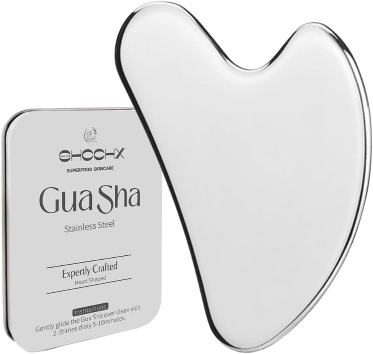 Gua Sha Gezicht- & Lichaamssteen Roestvrij Staal voor Bindweefselmassage en Ontspanning