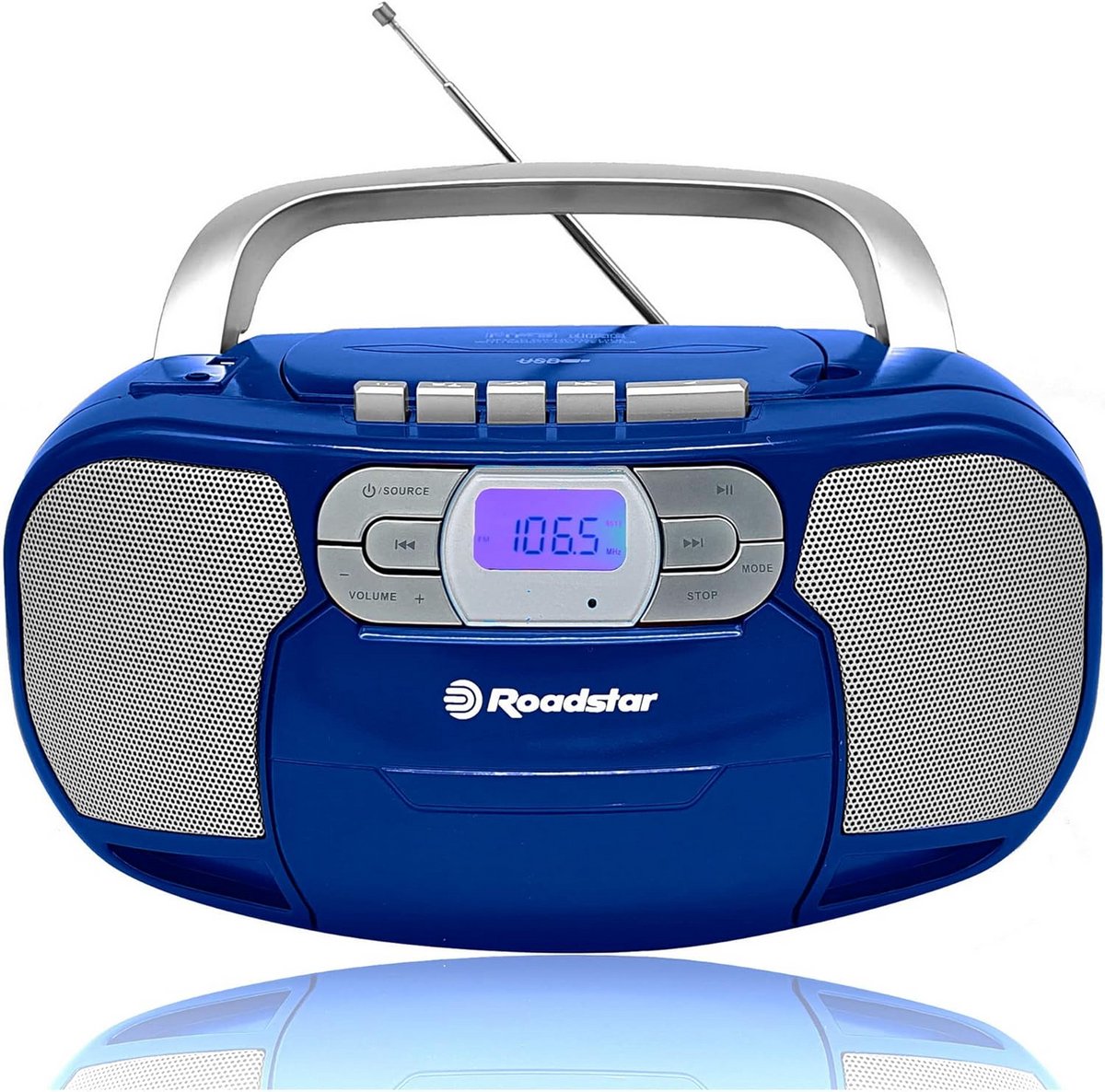 Draagbare Boombox met CD, Cassette, PLL FM Radio en USB
