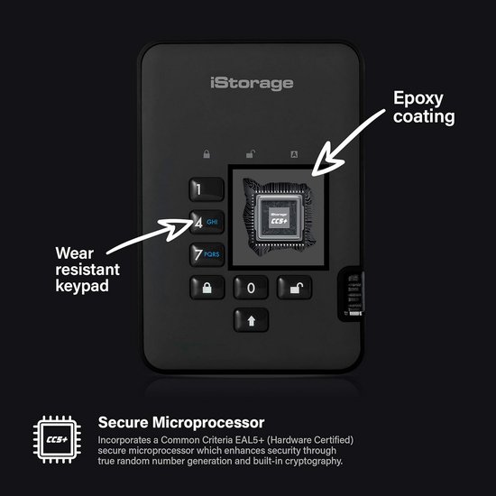 Beveiligde Draagbare Externe Harde Schijf 2TB met PIN-Toegang en Hardware-Encryptie — afbeelding 5