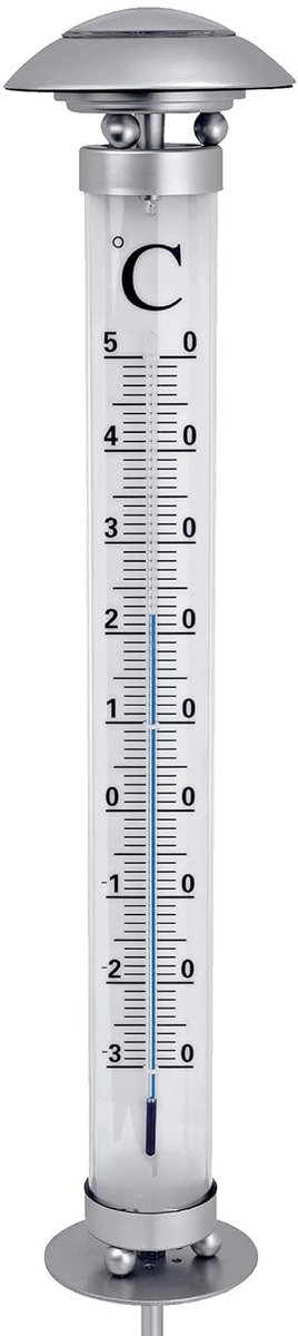 Grote Tuinthermometer op Zonne-energie met LED Verlichting en Grondpen - -30°C tot 50°C