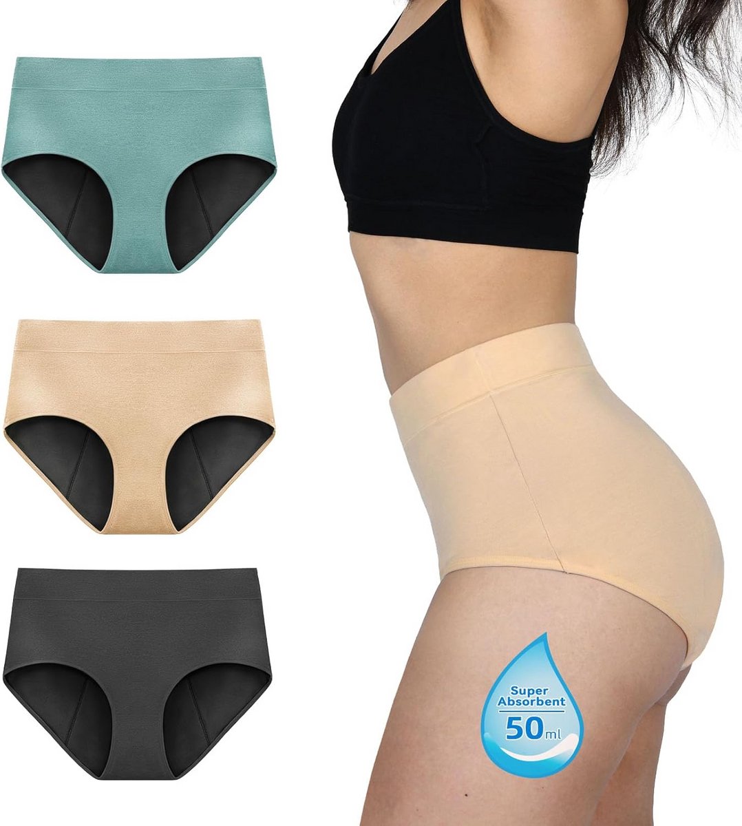 Absorberend Menstruatieondergoed Hoge Taille voor Zware Bloedingen | Comfortabele Maandverbandslip