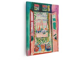 Artaza Canvas Schilderij Open Raam - 80x100 cm - Wanddecoratie Henri Matisse - Muurdecoratie Kleurrijk - Decoratie Boten - Schilderijen Op Canvas