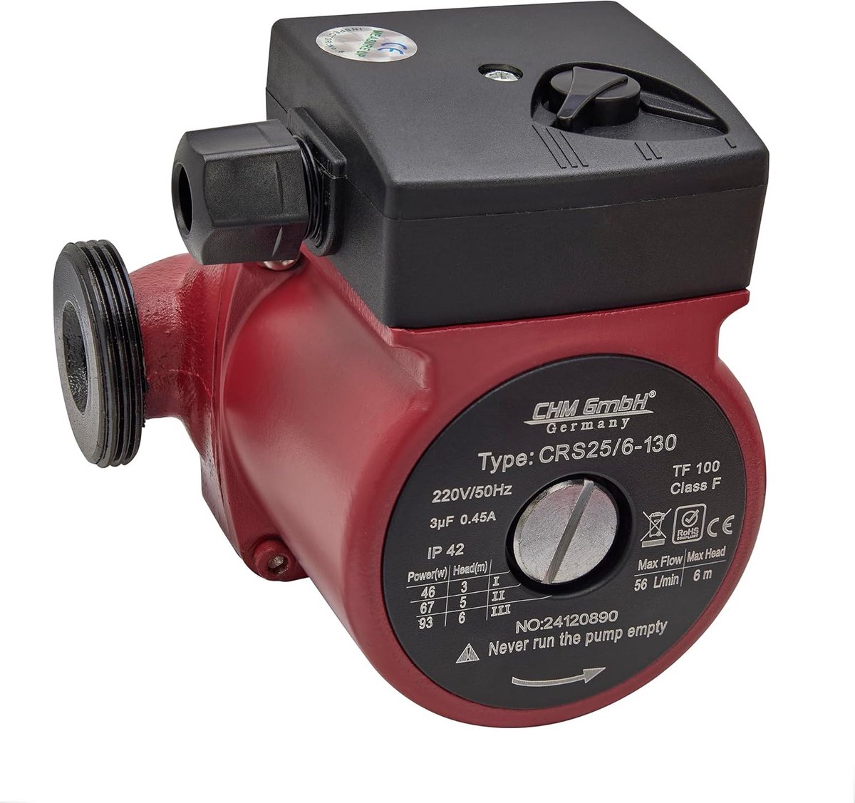 3-Traps Circulatiepomp voor Verwarming en Zonne-energie, 130mm Inbouwlengte