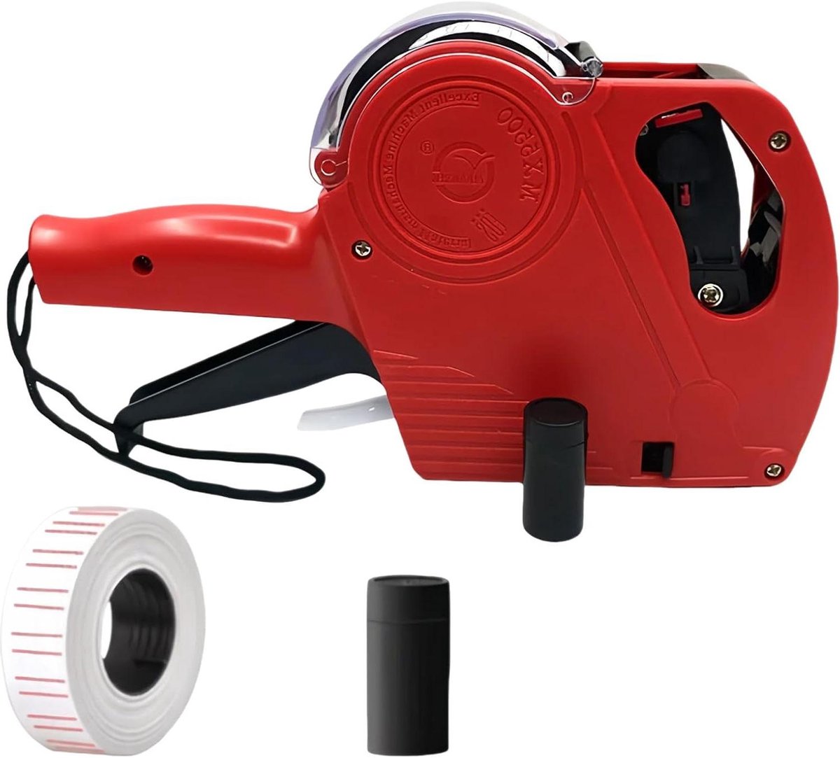 Labelprinter voor details en prijskaartjes - Handige machine voor detailmarkering - Etikettenpistool voor retail met 1 regel en 8 tekens - Inclusief 2 inktpatronen