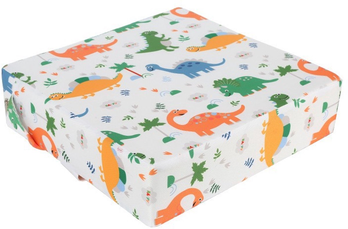 Kinderzitjeverhoger - Wasbaar katoenen canvas - Inclusief twee riemen - Veiligheidsgesp - Cartoonpatroon - 32*32*8 cm -Stijl 1