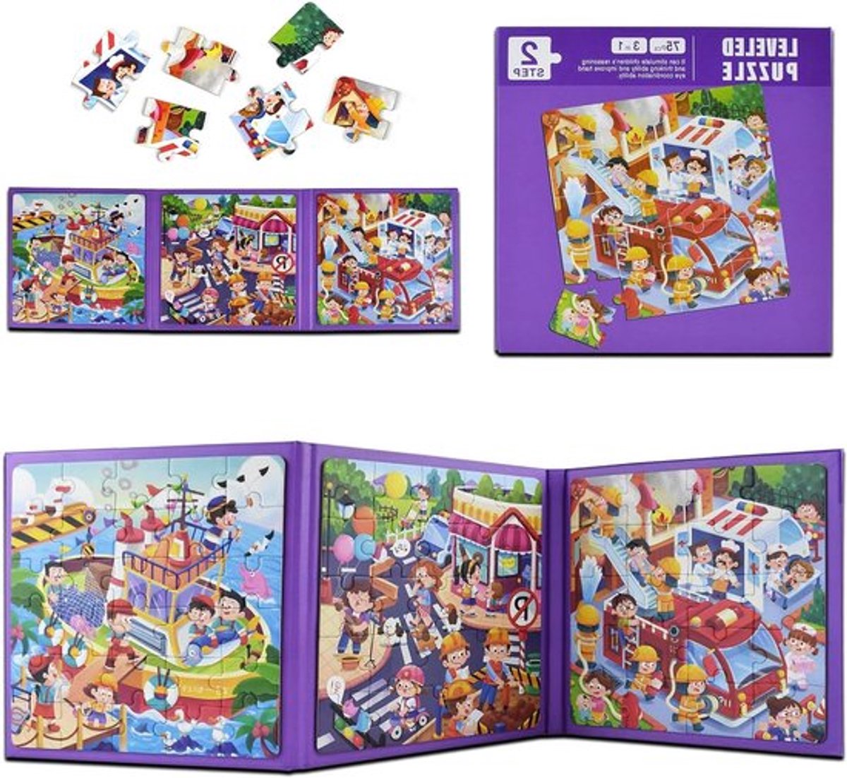 Magnetische puzzelset voor kinderen van 2 tot 6 jaar - 3-in-1 magneetspel - Geschikt voor leeftijd 3, 4 en 5 jaar