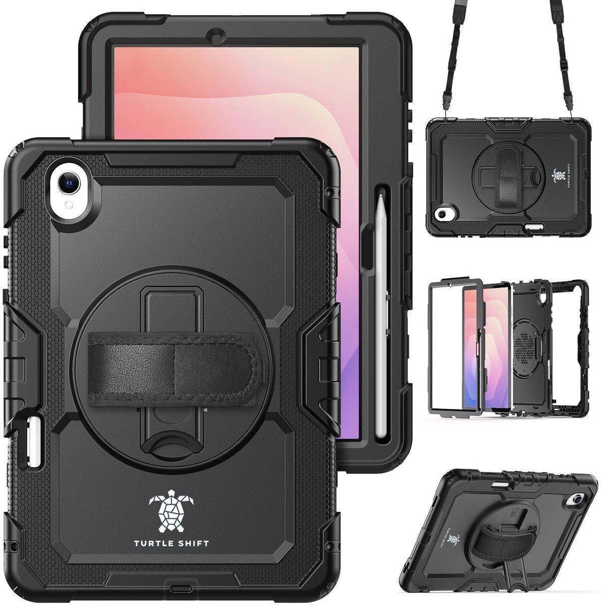 Turtle Shift Hoes - geschikt voor Samsung Galaxy Tab S11 - Hoes met screenprotector en Schouderriem - Shockproof - Met Standaard - Zwart