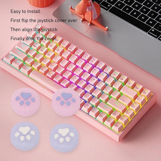 4x Siliconen Joystick Grips Kattenpootjes voor Switch, Lite en OLED - Antislip Thumbstick Covers — afbeelding 2