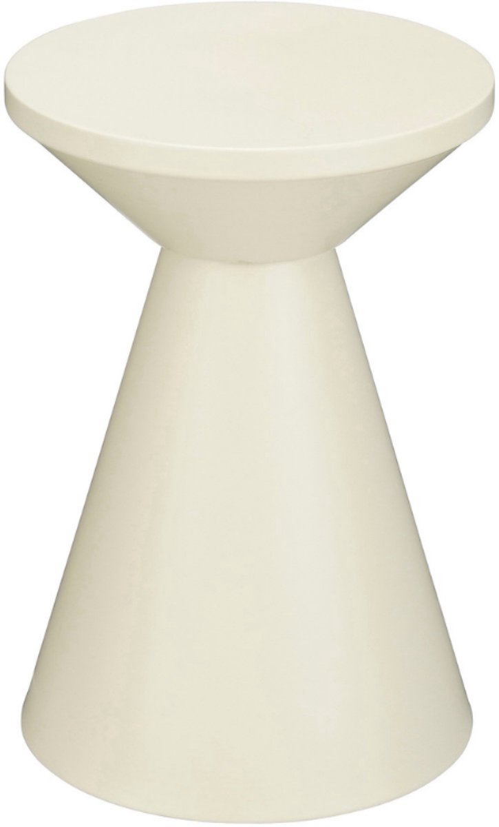 Mica Decorations Jim Bijzettafel - Bijzettafel Rond H45 x Ø31 cm - Ijzeren Tafeltje voor Woonkamer of Slaapkamer - Plantentafeltje - Nachtkastje Industrieel - Off White Gebroken wit