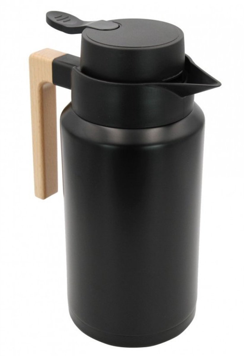 Klausberg Roestvrijstalen Thermoskan - 2,0 Liter (KB7611) - Dubbele Wand, Vacuümisolatie en Houten Handvat - Houdt Dranken Urenlang Warm of Koud - Thermoscan