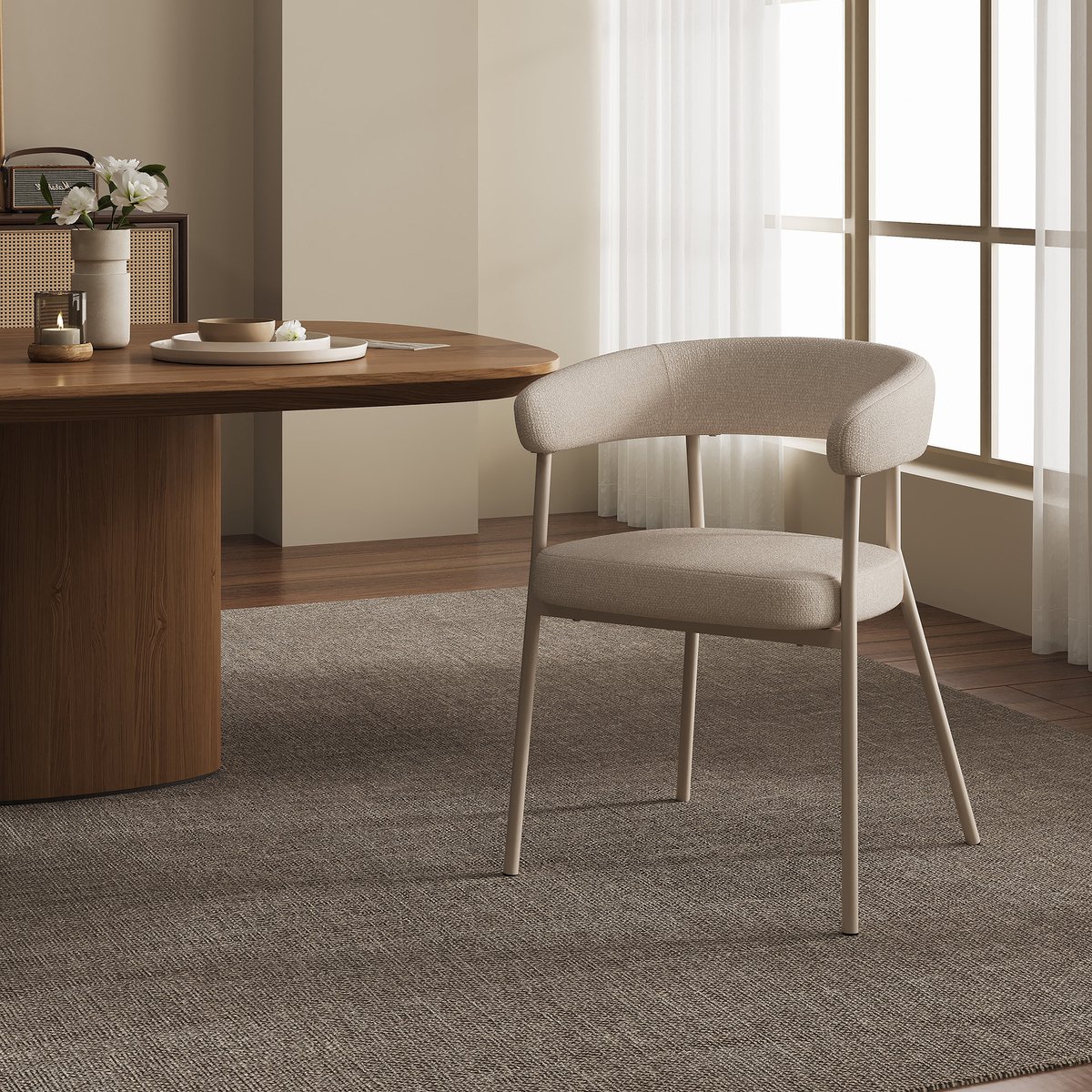 Eetkamerstoel set van 2 Huk 78x57x56 cm beige [en.casa]