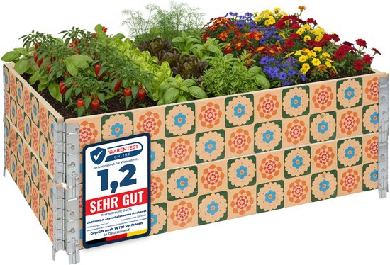 Garronda Kweekbak Palletrand Met Print 2-Pack – Natuurlijk - Bloemen - Kruiden - Palletframe - Natuurlijke Verhoogde Bloembedden – 120x80 cm – Bloemen met achtergrond - GD-BUD-PAL-SET