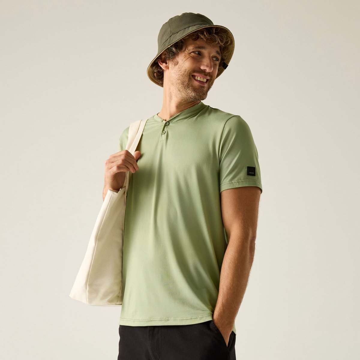 Heren Dewi T-shirt met korte mouwen en knoopsluiting Grenate