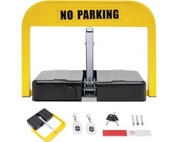 Parkeerblokkering Inklapbaar - Parkeerpaal Vergrendeling - Privé Parkeerplaats Beveiligen - Automatisch Zwenkarm - 42x31cm Hefhoogte - Zilver Zwart Geel