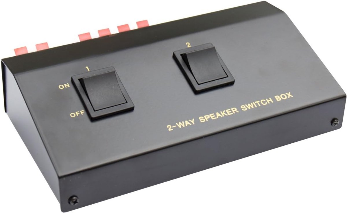 Luidspreker Omschakelbox - Speaker Switcher - Meerdere Speakers - Metalen Behuizing - 17.5 x 10.5 cm - Zwart