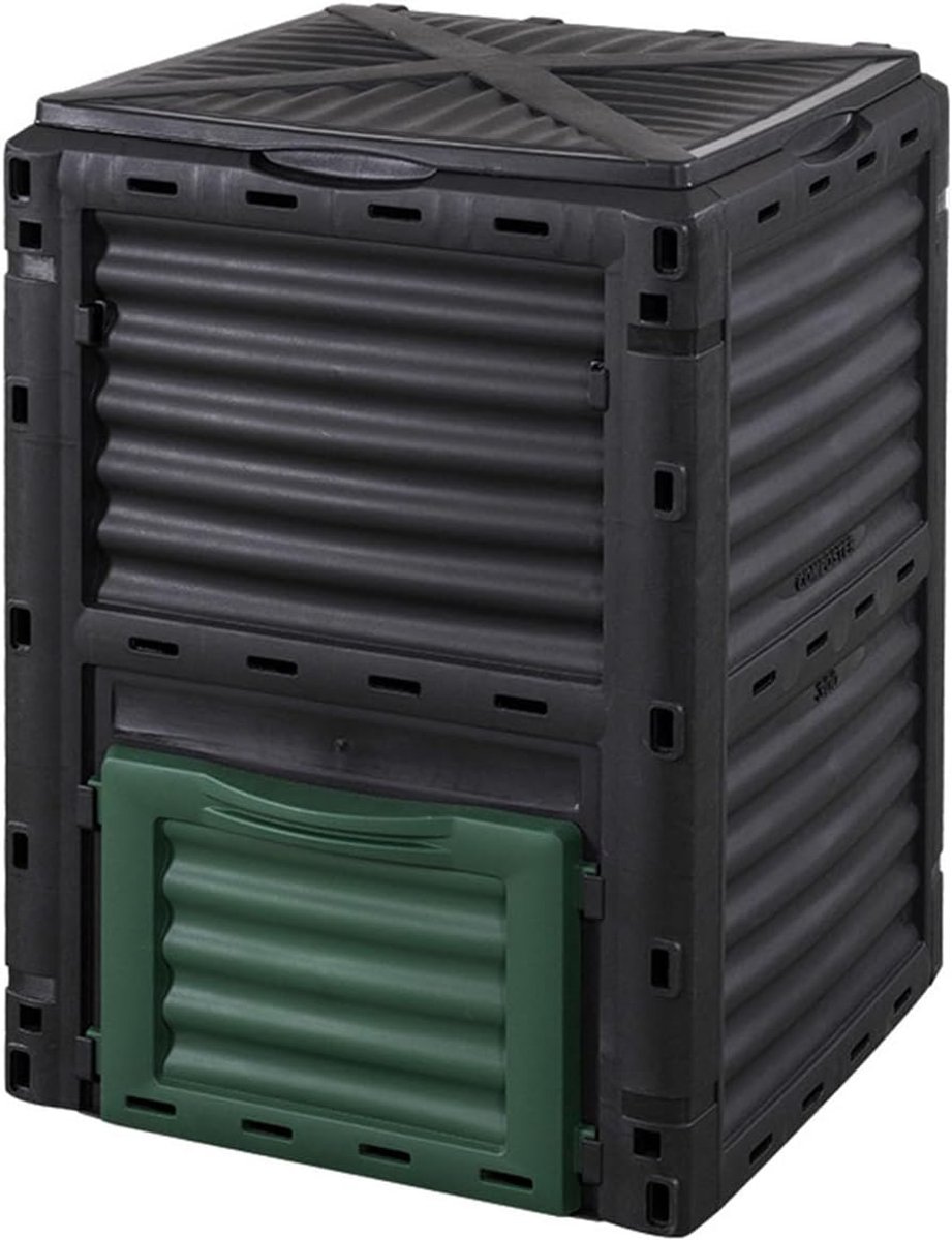 Compostbak Tuin - Afvalbak Buiten - Organisch Afval - Grote Capaciteit - 300 Liter - Zwart Groen