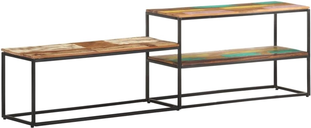 TV Kast - Media Meubel - Woonkamer Inrichting - Gerecycled Massief Hout - 180x30x50 cm - Natuurlijke Houtkleur