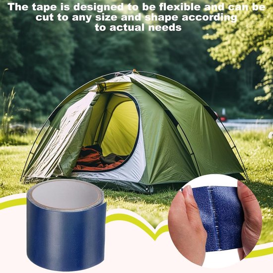 Reparatietape Tent - Luifel Tape - Buiten Reparatie - Waterdicht Nylon - 5x500cm - Blauw — afbeelding 3