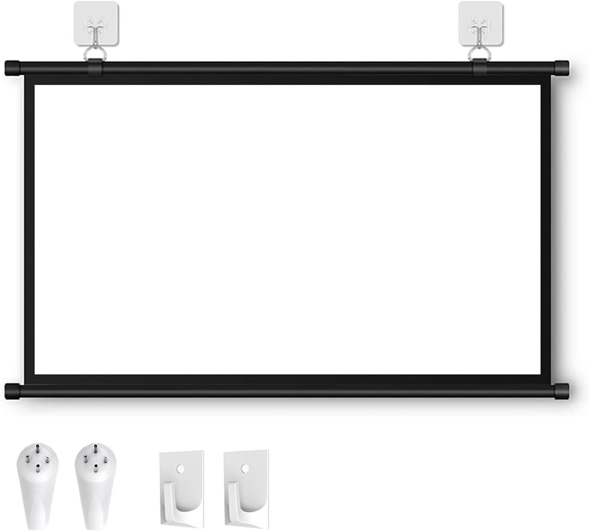 Projectiescherm Handmatig Uittrekbaar - Filmscherm Rolbaar - Thuis Films Kijken - Kreukvrij Beeld - 30-72 inch - Wit