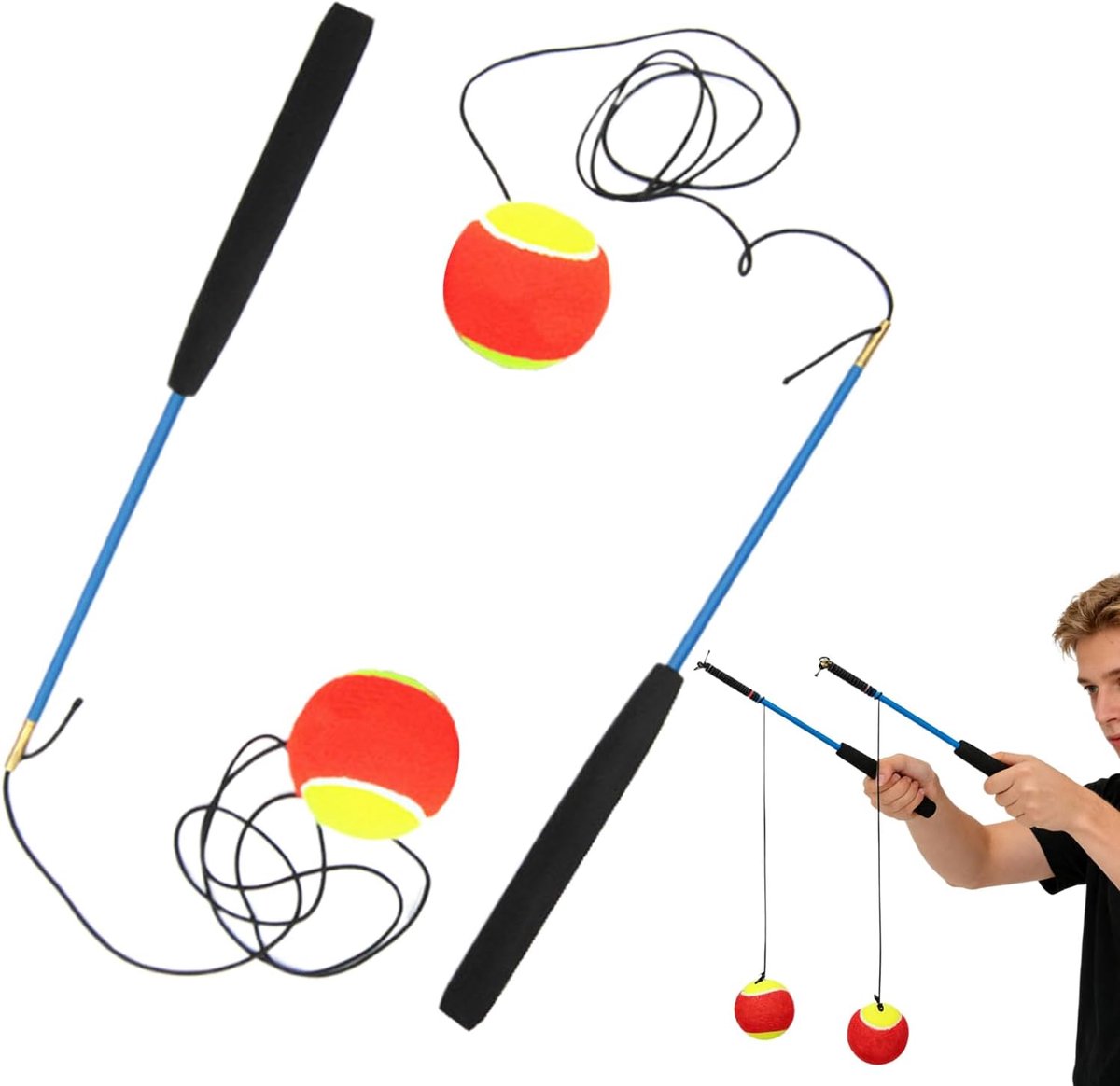 Schouderbal Trainingsgereedschap - Armverlichting Hulpmiddel - Fitness Thuis - Draagbaar Schouder Systeem - 35cm Schacht - Blauwe Paal