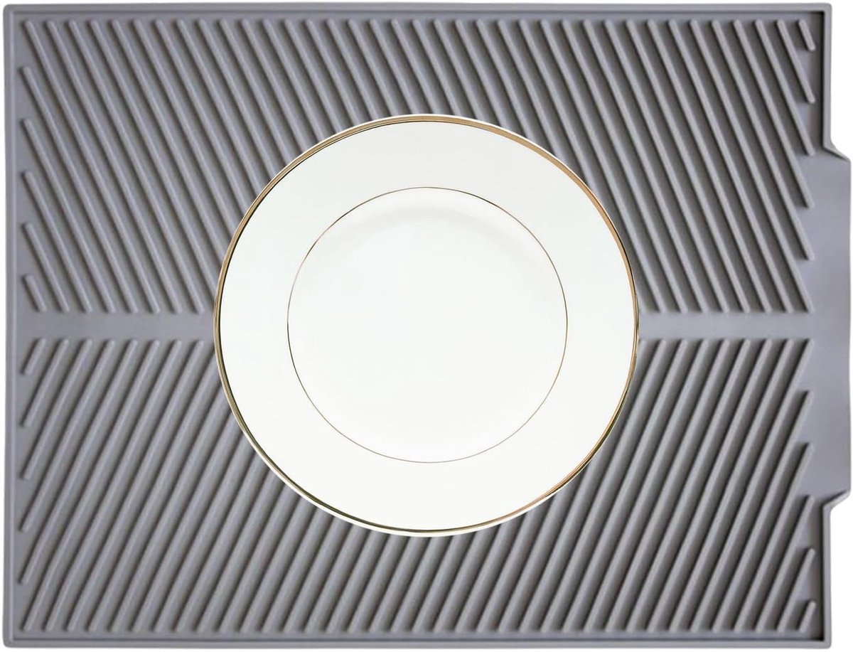 Keuken Afdruipmat - Vaatdroger Pad - Afwas Drogen - Slipvast Siliconen - 26x26x4.5cm - Grijs