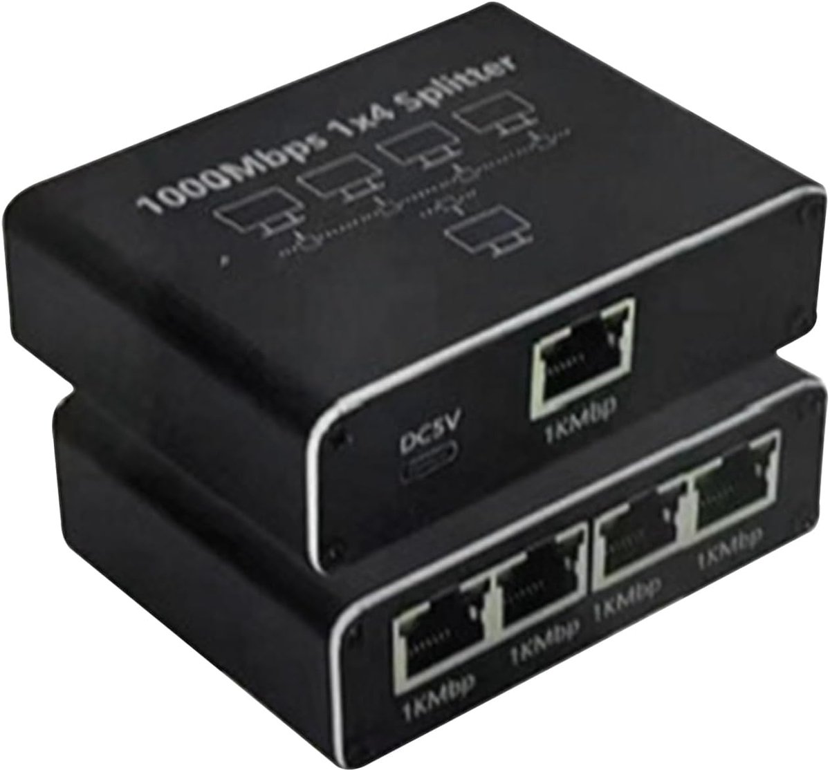 Ethernet Hub - Kabel Verdeler - Netwerk Uitbreiding - 1 naar 4 Poorten - Compact Ontwerp - Zwart