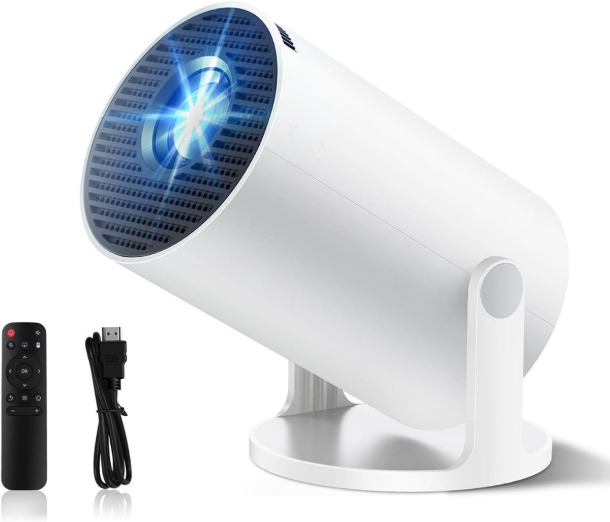 SAVI® Draagbare beamer - Beamer - Projector - Mini Beamer - Wit- 18cm x 17cm x 12cm