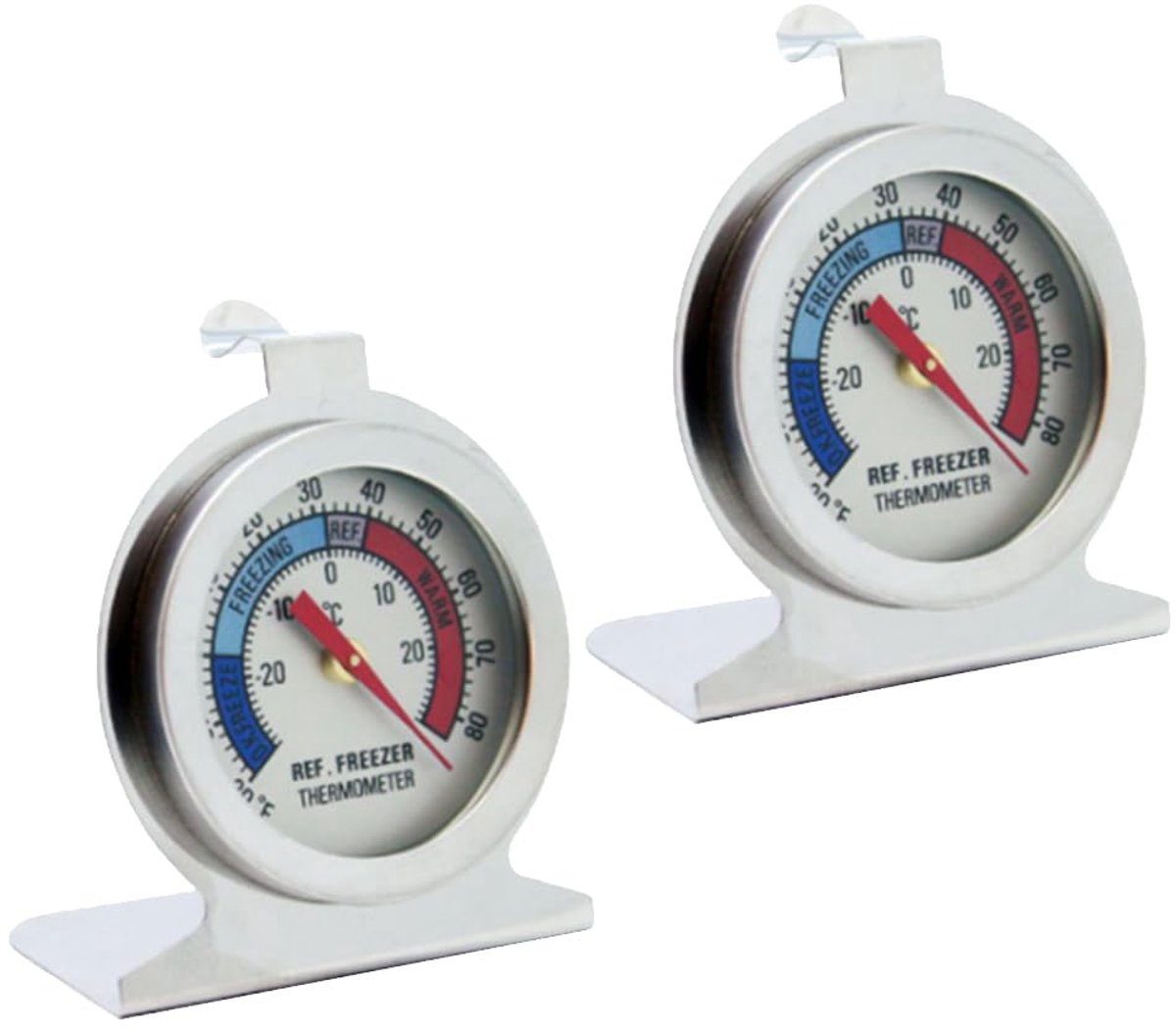 Koelkast Thermometer - Temperatuurmeter - Voedsel bewaren - Grote wijzerplaat - 20℃ tot -20℃ - Zilverkleurig