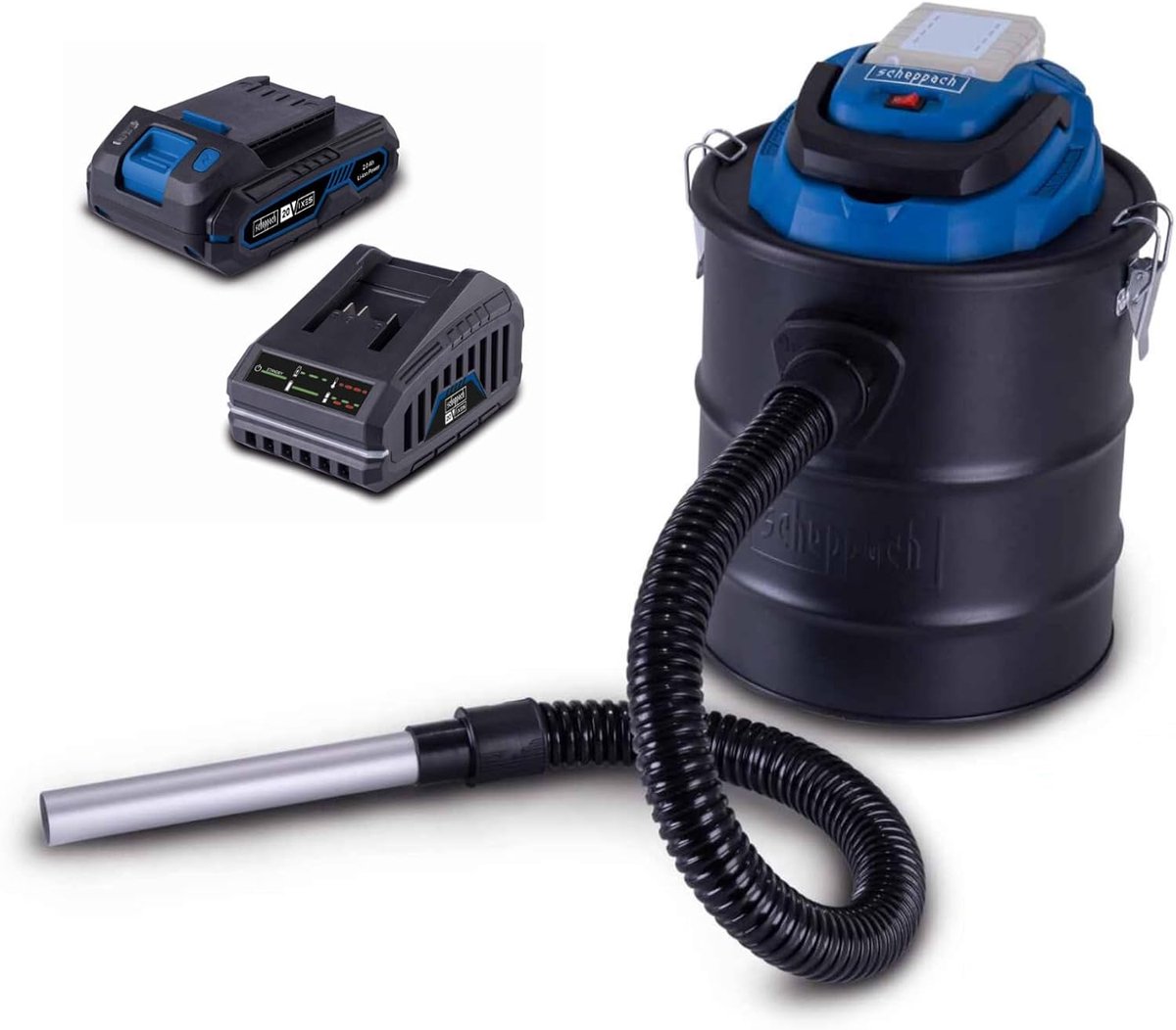Accu Aszuiger - Nat-Droogzuiger - Open Haard Reinigen - 15L Reservoir Blaasfunctie - 10 kPa Zuigkracht - Blauw