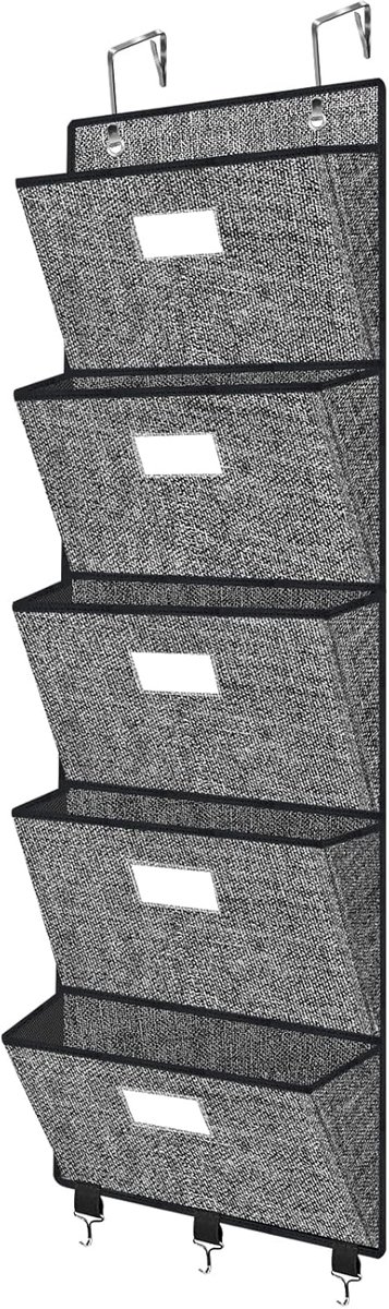Hangende Opberger - Wandorganizer - Kantoor Thuis - 6 Grote Vakken - 128 x 35 cm - Zwart