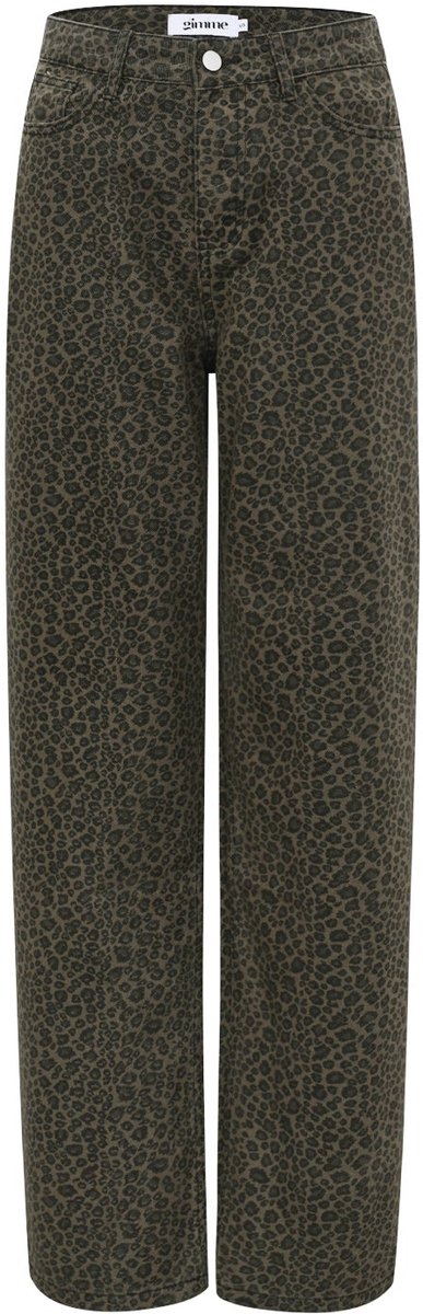 Dames rechte broek van katoen met luipaardprint - comfortabele herfst- en winterbroek