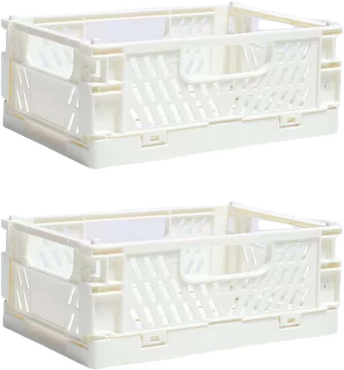 Vouwdozen Opbergmand - Klapbox manden - Ruimte ordenen - Compact opvouwbaar - 20x15x9 cm - Wit