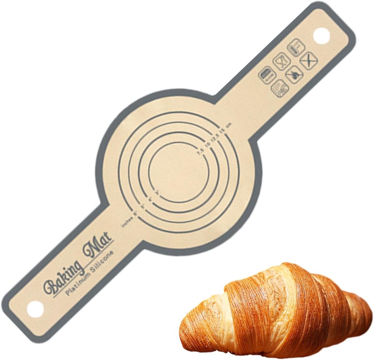 Siliconen Deegmat - Kneedmat Bakmat - Thuis Bakken - Met Nauwkeurige Schaal - 56 x 21 cm - Grijs