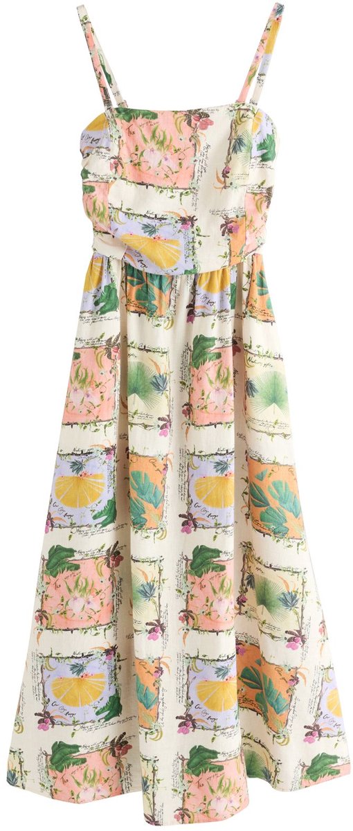 Next - Dames - Midi-bandeaujurk met ruches - Wit