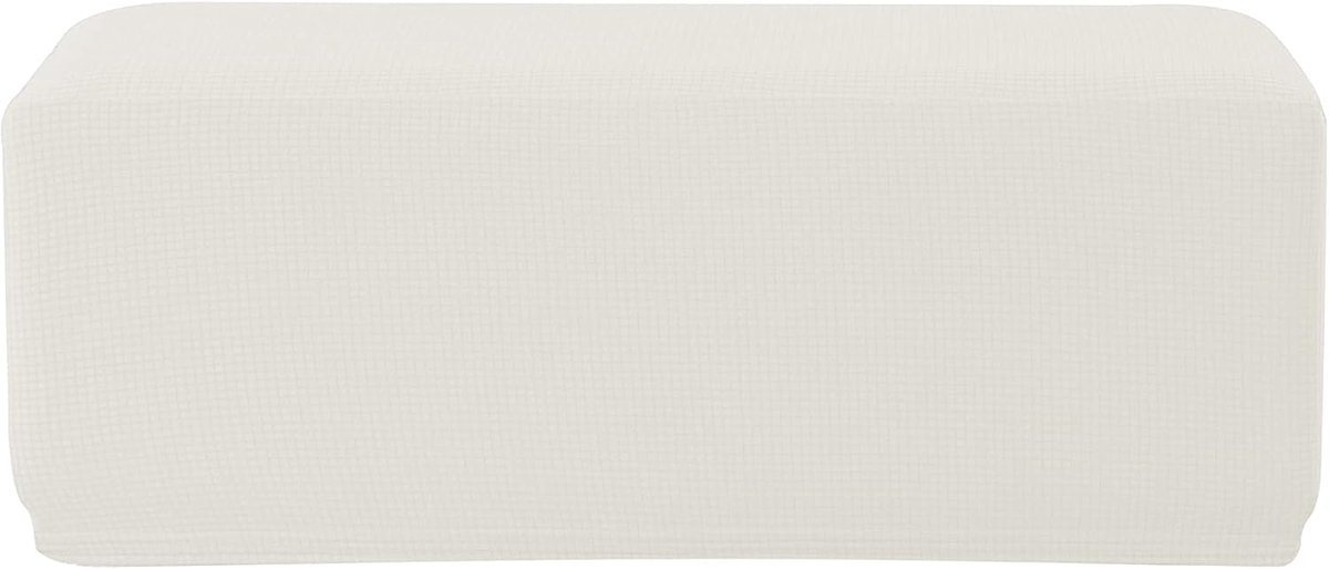 Krukhoes Jacquard - Ottoman Hoes - Voetenbank Bescherming - Stretchy Stof - Universeel - Wit