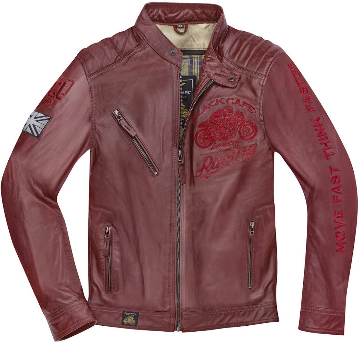 Black-Cafe London Istanbul Bordeaux Leren Motorjas - Jas