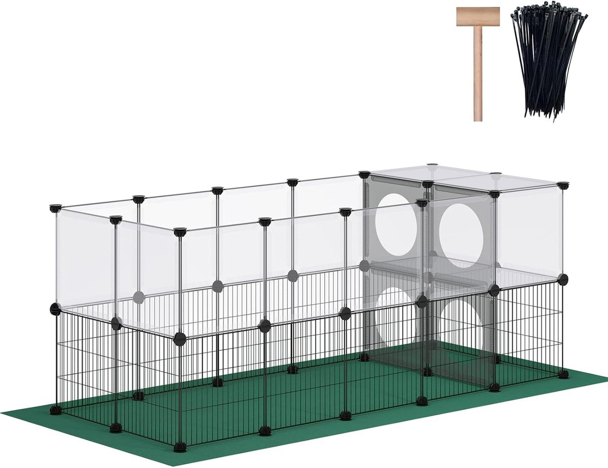 Huisdieren ren - Kleine dieren verblijf - Veilige speelruimte - Modulair ontwerp - 160 x 70 x 63 cm