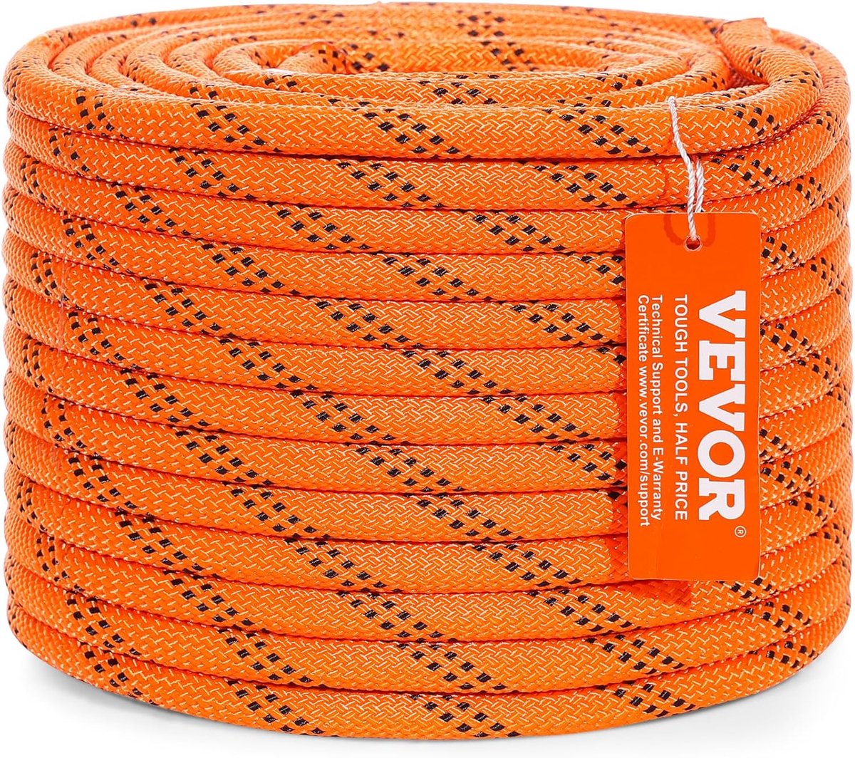 Polyester Touw - Dubbel Gevlochten - Outdoor Activiteiten - Hoge Breuksterkte - 95 mm x 3657 m - Oranje Zwart