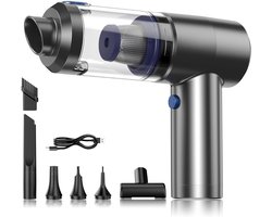 4-in-1 Auto Stofzuiger - Zuigen & Blazen - Kruimeldief - Oplaadbaar - Handstofzuiger - Airduster - Zwart