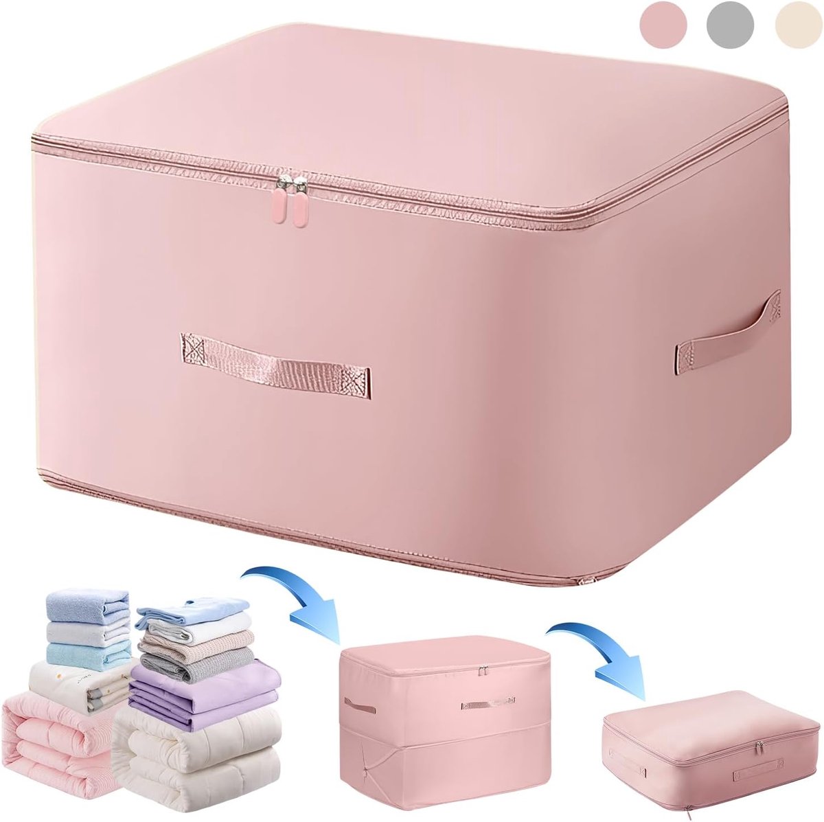 Ruimtebesparende Opbergzak - Zelfcompressie Organizer - Beddengoed Opslag - Waterdicht Stevig Materiaal - XL 54x42x60cm - Roze